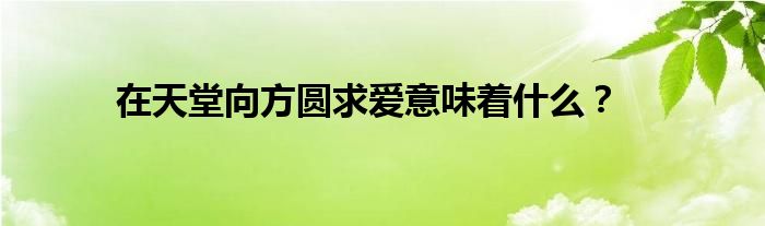 在天堂向方圆求爱意味着什么？