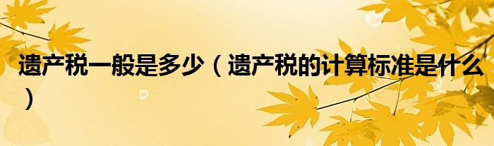 遗产税一般是多少（遗产税的计算标准是什么）