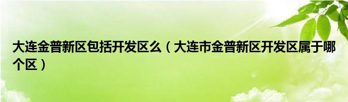 大连金普新区包括开发区么（大连市金普新区开发区属于哪个区）