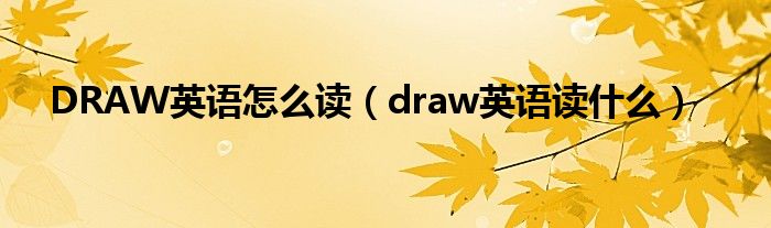 DRAW英语怎么读（draw英语读什么）