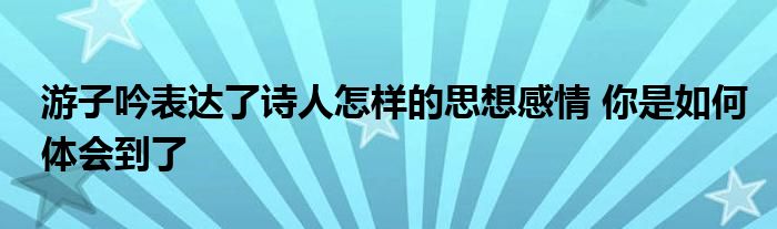 游子吟表达了诗人怎样的思想感情 你是如何体会到了