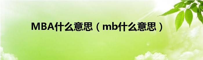 MBA什么意思（mb什么意思）