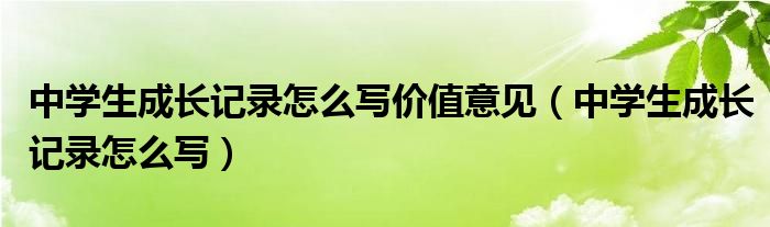 中学生成长记录怎么写价值意见（中学生成长记录怎么写）