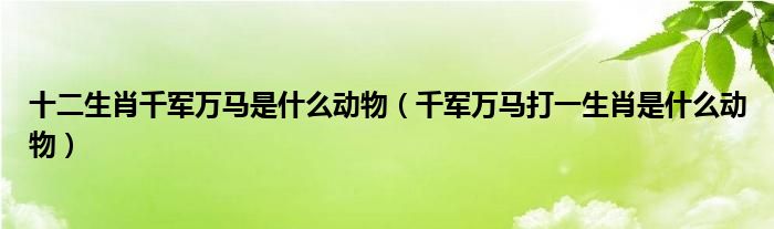 十二生肖千军万马是什么动物（千军万马打一生肖是什么动物）