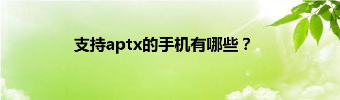 支持aptx的手机有哪些？