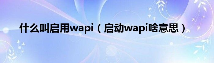 什么叫启用wapi（启动wapi啥意思）