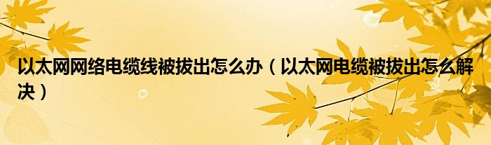 以太网网络电缆线被拔出怎么办（以太网电缆被拔出怎么解决）