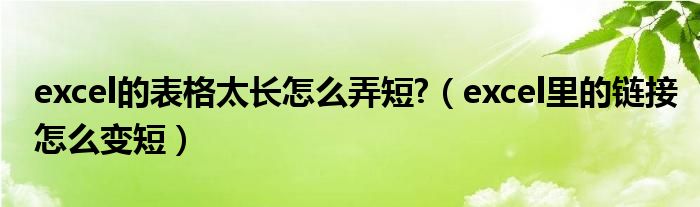 excel的表格太长怎么弄短?（excel里的链接怎么变短）