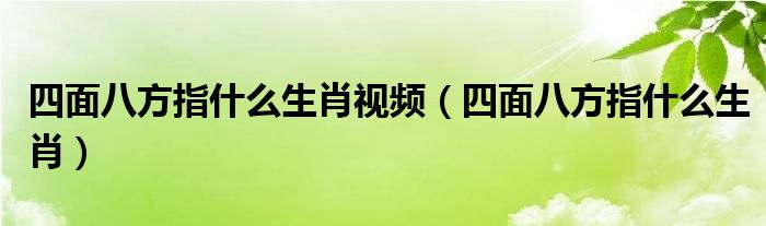 四面八方指什么生肖视频（四面八方指什么生肖）