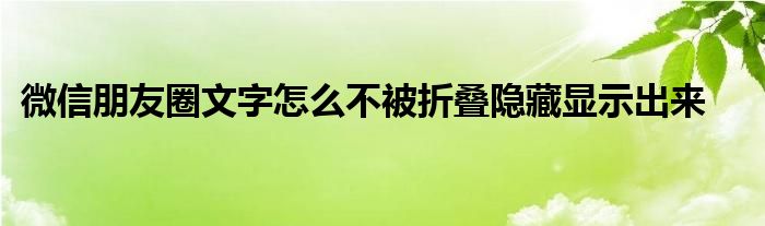 微信朋友圈文字怎么不被折叠隐藏显示出来