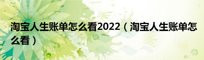 淘宝人生账单怎么看2022（淘宝人生账单怎么看）