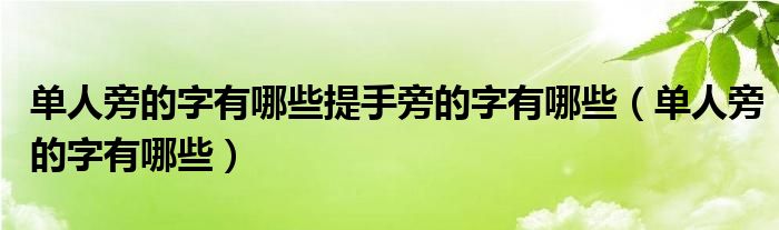 单人旁的字有哪些提手旁的字有哪些（单人旁的字有哪些）