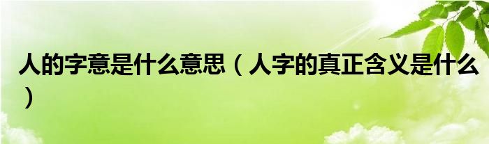 人的字意是什么意思（人字的真正含义是什么）