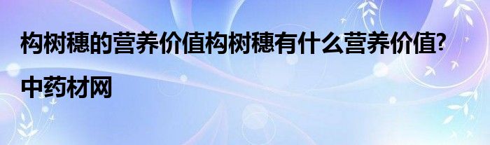 构树穗的营养价值构树穗有什么营养价值?|中药材网