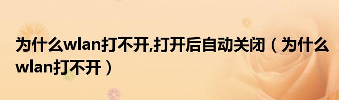 为什么wlan打不开,打开后自动关闭（为什么wlan打不开）