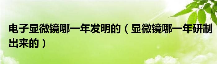 电子显微镜哪一年发明的（显微镜哪一年研制出来的）