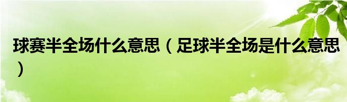 球赛半全场什么意思（足球半全场是什么意思）