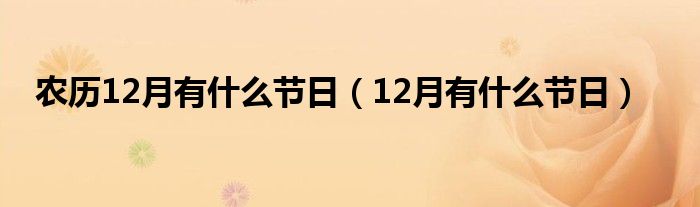 农历12月有什么节日（12月有什么节日）