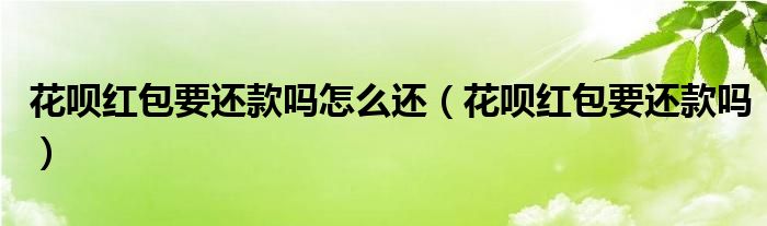 花呗红包要还款吗怎么还（花呗红包要还款吗）