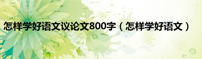 怎样学好语文议论文800字（怎样学好语文）