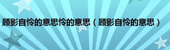 顾影自怜的意思怜的意思（顾影自怜的意思）