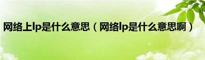 网络上lp是什么意思（网络lp是什么意思啊）