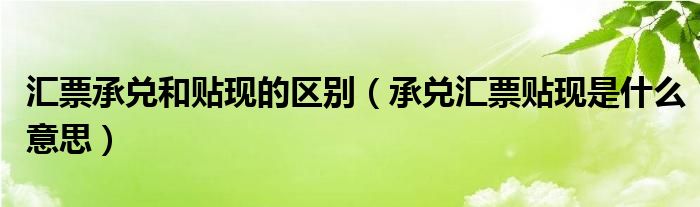 汇票承兑和贴现的区别（承兑汇票贴现是什么意思）