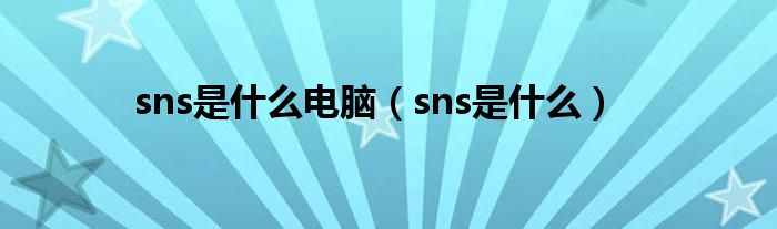 sns是什么电脑（sns是什么）