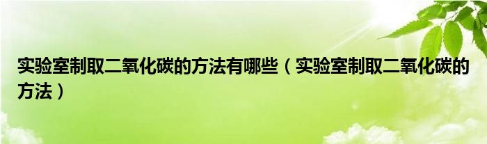 实验室制取二氧化碳的方法有哪些（实验室制取二氧化碳的方法）