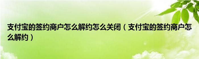 支付宝的签约商户怎么解约怎么关闭（支付宝的签约商户怎么解约）