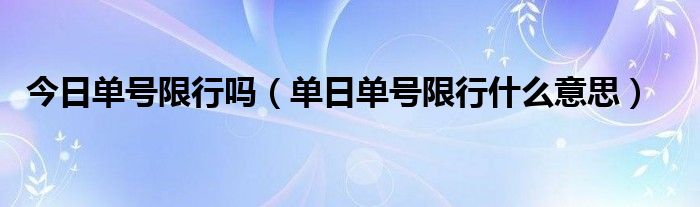 今日单号限行吗（单日单号限行什么意思）