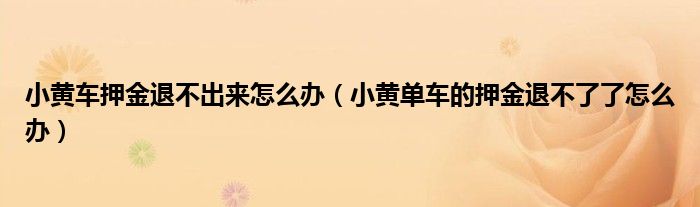 小黄车押金退不出来怎么办（小黄单车的押金退不了了怎么办）