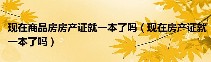 现在商品房房产证就一本了吗（现在房产证就一本了吗）