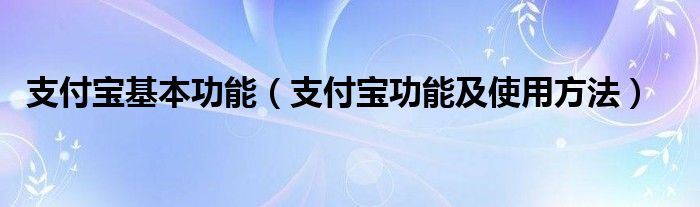 支付宝基本功能（支付宝功能及使用方法）