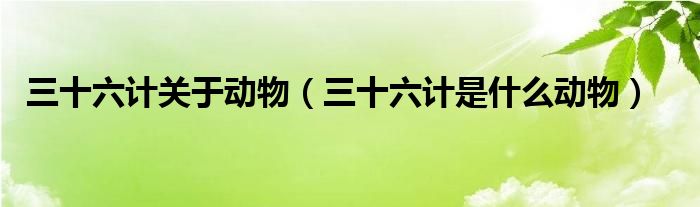 三十六计关于动物（三十六计是什么动物）