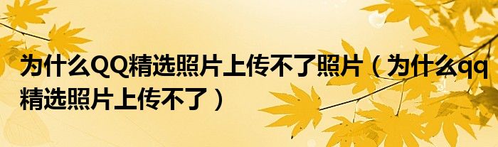 为什么QQ精选照片上传不了照片（为什么qq精选照片上传不了）