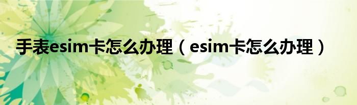 手表esim卡怎么办理（esim卡怎么办理）