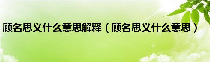 顾名思义什么意思解释（顾名思义什么意思）