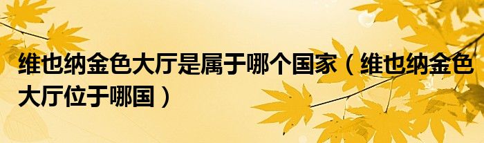 维也纳金色大厅是属于哪个国家（维也纳金色大厅位于哪国）