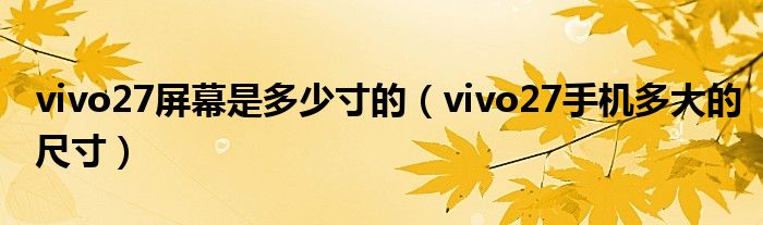 vivo27屏幕是多少寸的（vivo27手机多大的尺寸）