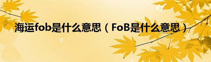 海运fob是什么意思（FoB是什么意思）