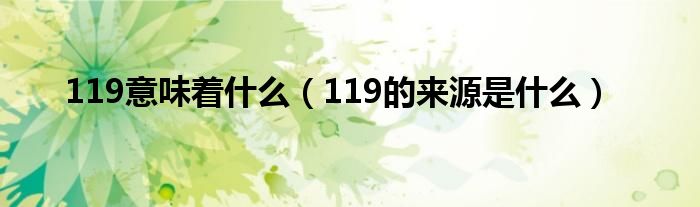 119意味着什么（119的来源是什么）