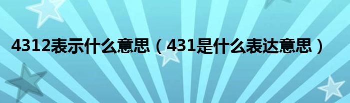 4312表示什么意思（431是什么表达意思）