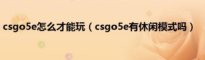 csgo5e怎么才能玩（csgo5e有休闲模式吗）