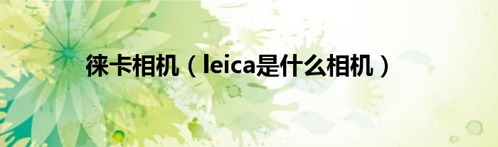 徕卡相机（leica是什么相机）