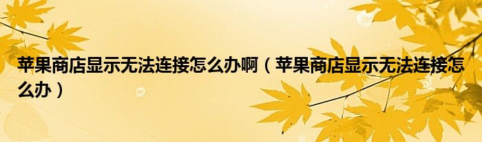 苹果商店显示无法连接怎么办啊（苹果商店显示无法连接怎么办）