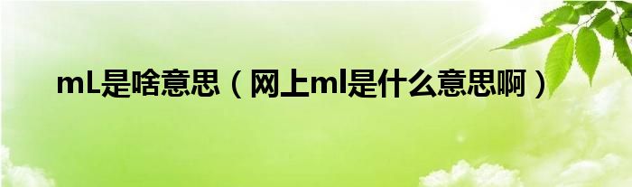 mL是啥意思（网上ml是什么意思啊）