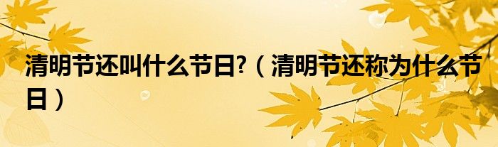 清明节还叫什么节日?（清明节还称为什么节日）