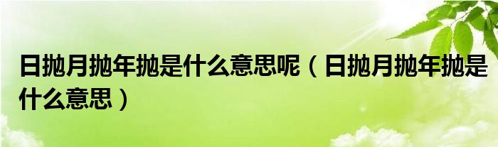 日抛月抛年抛是什么意思呢（日抛月抛年抛是什么意思）