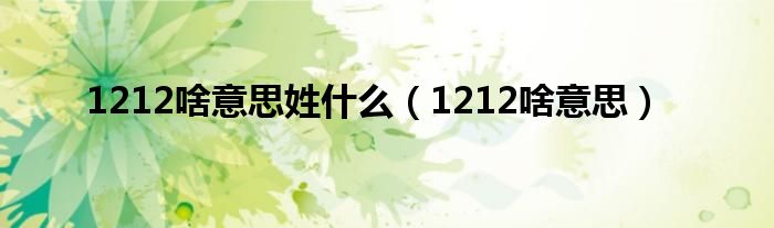 1212啥意思姓什么（1212啥意思）